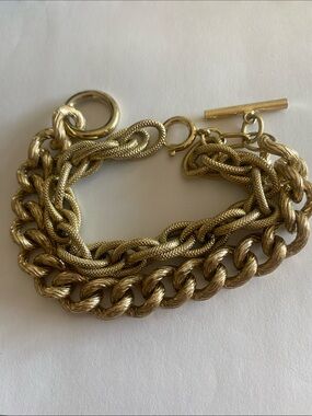 Chunky Gold Double Texture Bracelet